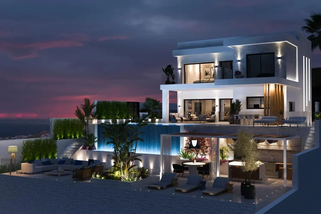 Render exterior nocturno