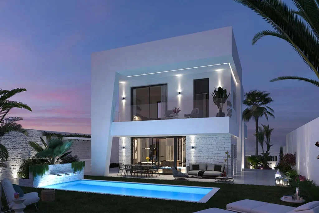 Render exterior nocturno