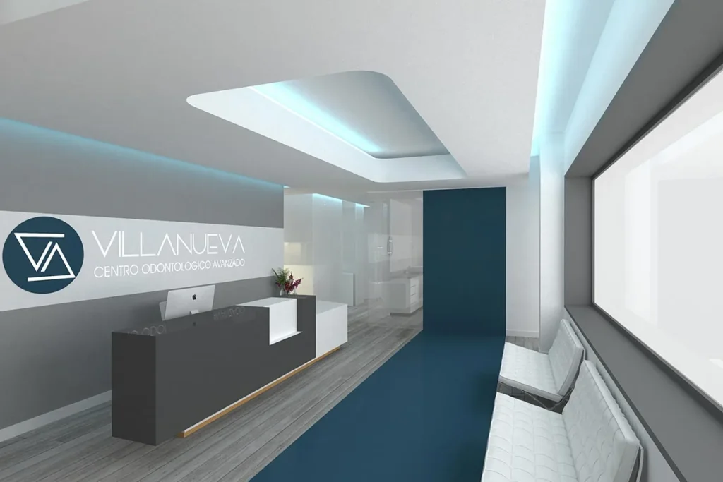 Render interior sala de espera desde salita de juegos