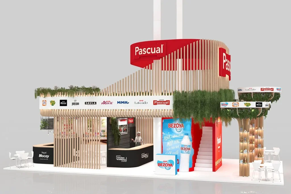 Render vista lateral del stand