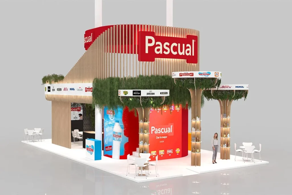 Render vista trasera del stand