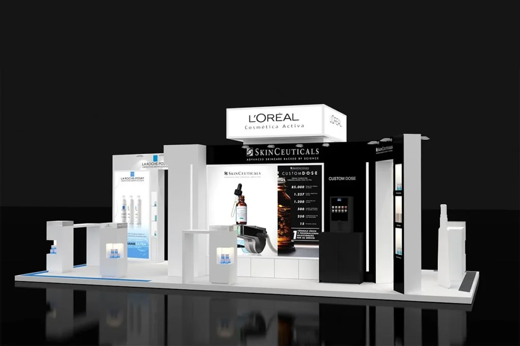 Render vista trasera del stand
