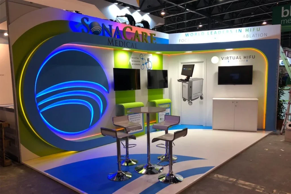 Vista lateral del stand